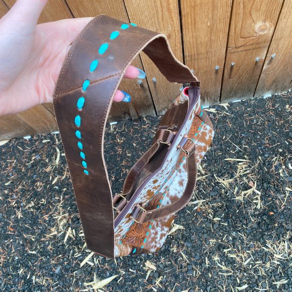 Cowhide Tooled Leather Tote Bag - Picture 2 of 6